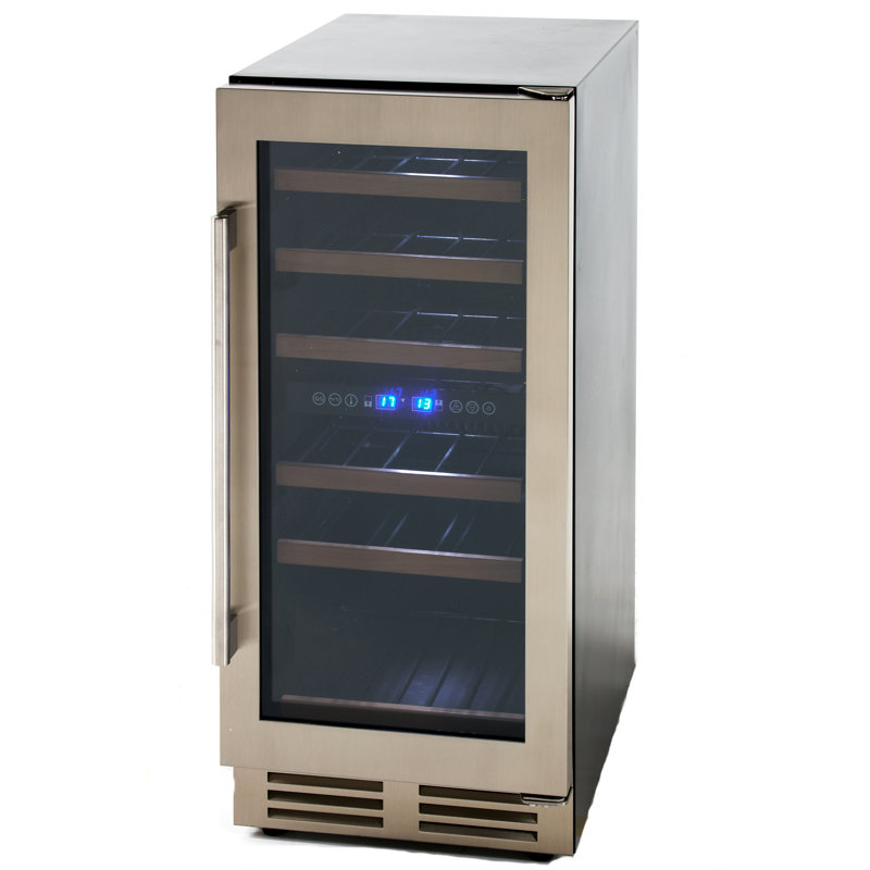 Black Stainless Steel Dual Zone Wine Cooler with LED Lighting
