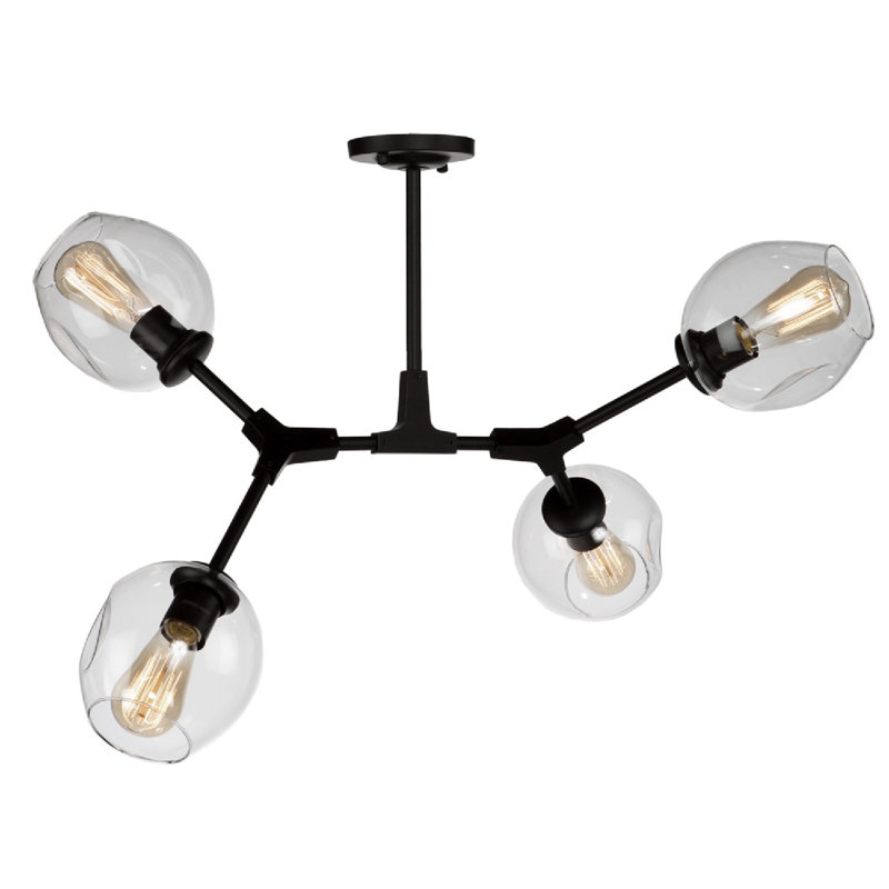 Ellar Glass Semi Flush Mount, Black