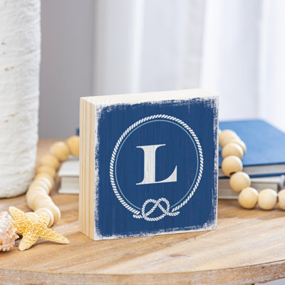 Coastal Wooden Plock Monogram Nautical 6" L