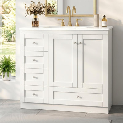 Armoire de salle de bain sur pieds 36 po avec lavabo style Shaker