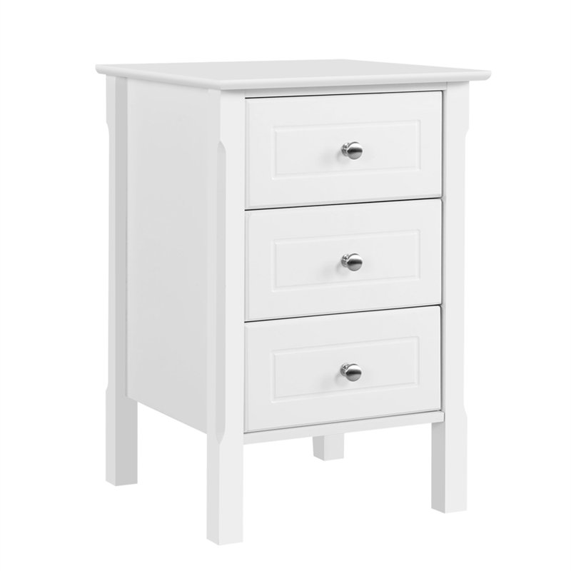 Table de chevet 3 tiroirs, Blanc