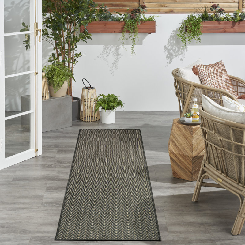 Remmie Modern Indoor/Outdoor Rug, Runner 2'2" x 8', Charcoal