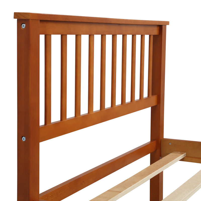 Lit plateforme en bois avec tête de lit et pied de lit, Chêne