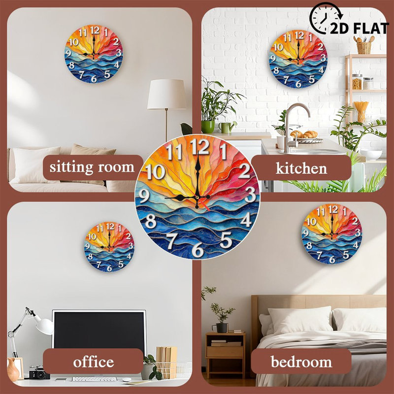 Horloge murale coucher de soleil océan