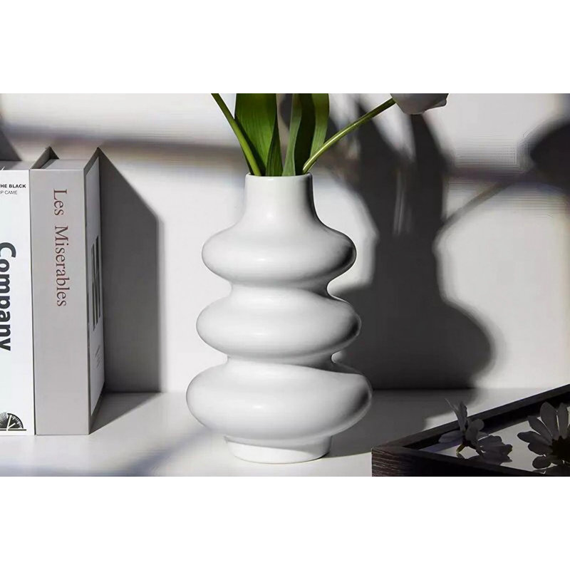 Cristell Ceramic Table Vase, White, 8cm H x 15cm W x 4cm D