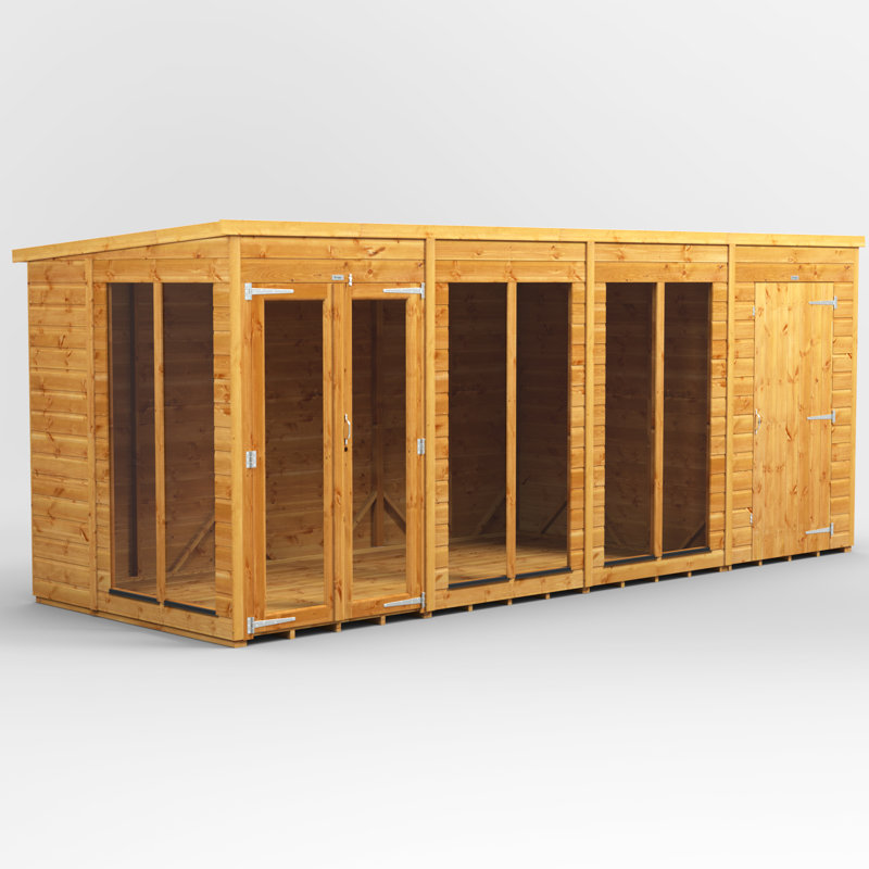 Powersheds 16 x 6ft Timber Tongue & Groove Pent Summerhouse Combi (includes 4ft Side Store)