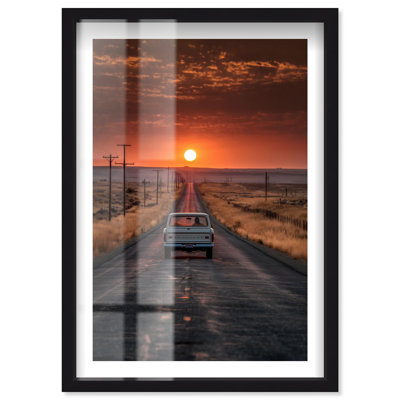 Sunset Drive Shadowbox Print Photography Prints by Notoriart, Black Frame, 16 x 24