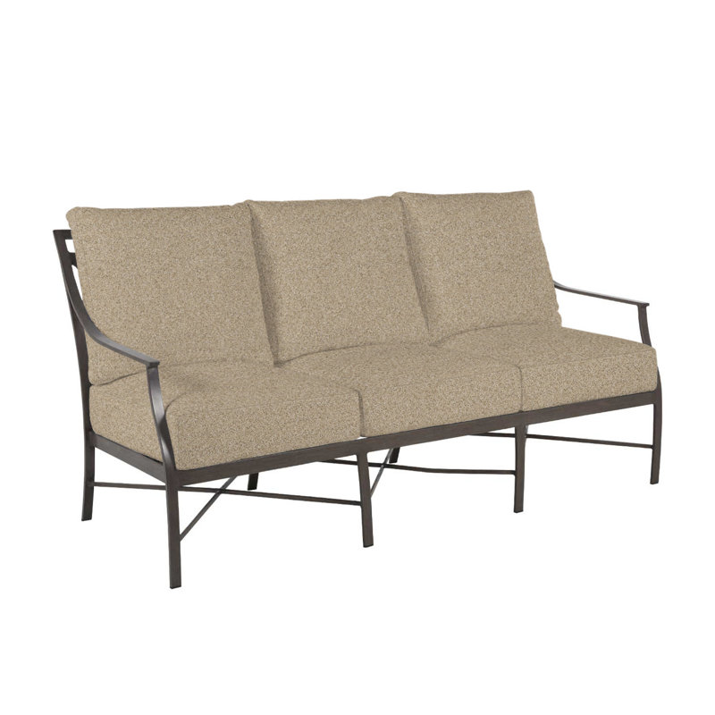 Monaco 74.5" Wide Outdoor Patio Sofa with Cushions, Dove Sunbrella® Linen, Slate Gray, No Welt