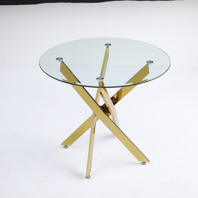 Table ronde moderne en verre, Or