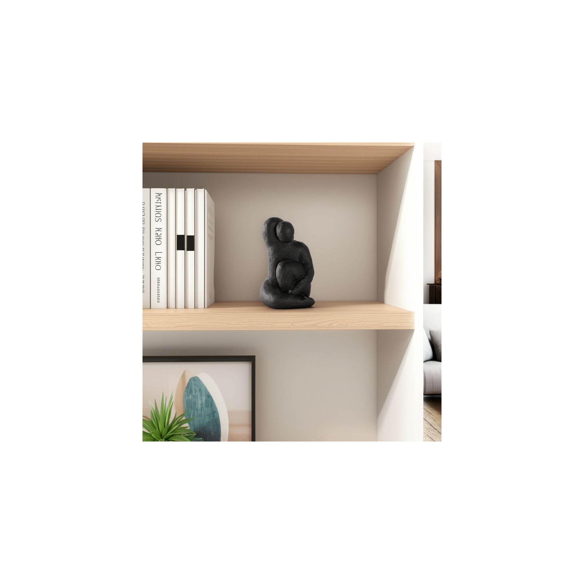 Raised Arm Posing Figure, White, 10" H x 6.5" W x 5.5" D, Black