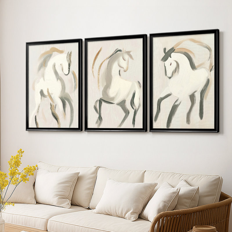 ANIMALS Series CECLXVI - Toile tendue avec châssis encadré - 3 pièces, H 19 po x l 27 po