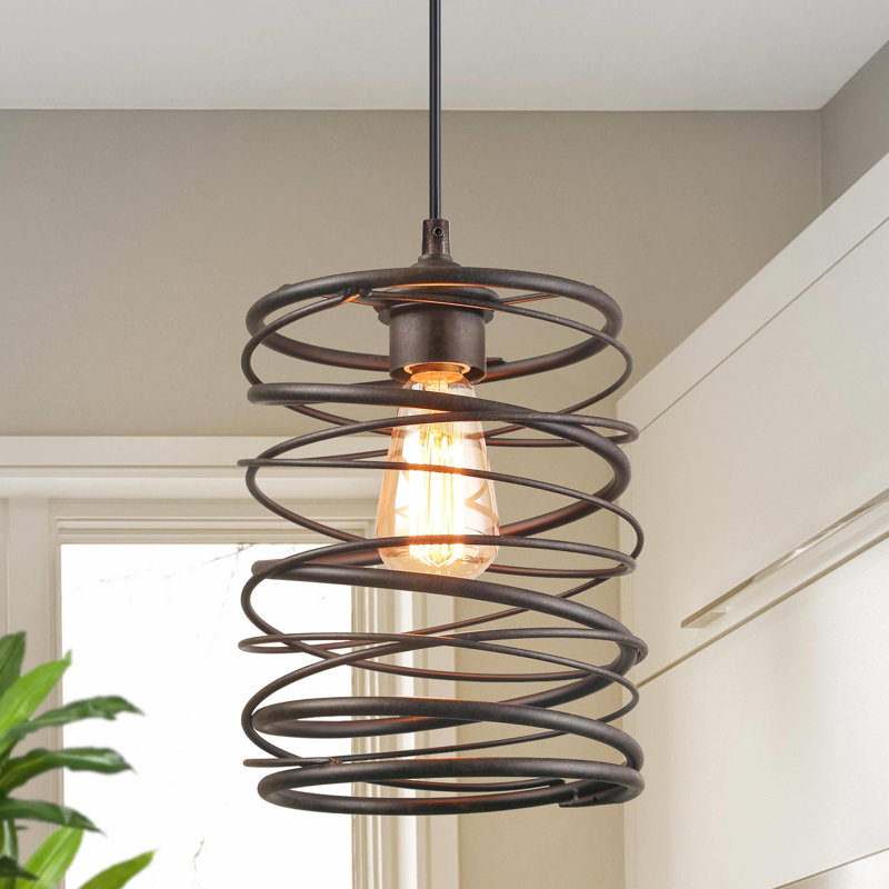  Luminaire suspendu cylindrique moderne pour salle à manger à 1 lumière l 8 po Pepperdine (finition rustique et non noir pur)