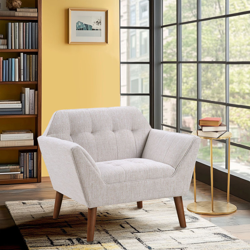 Merrylite  Modern Button Tufted Lounge Chair, Beige