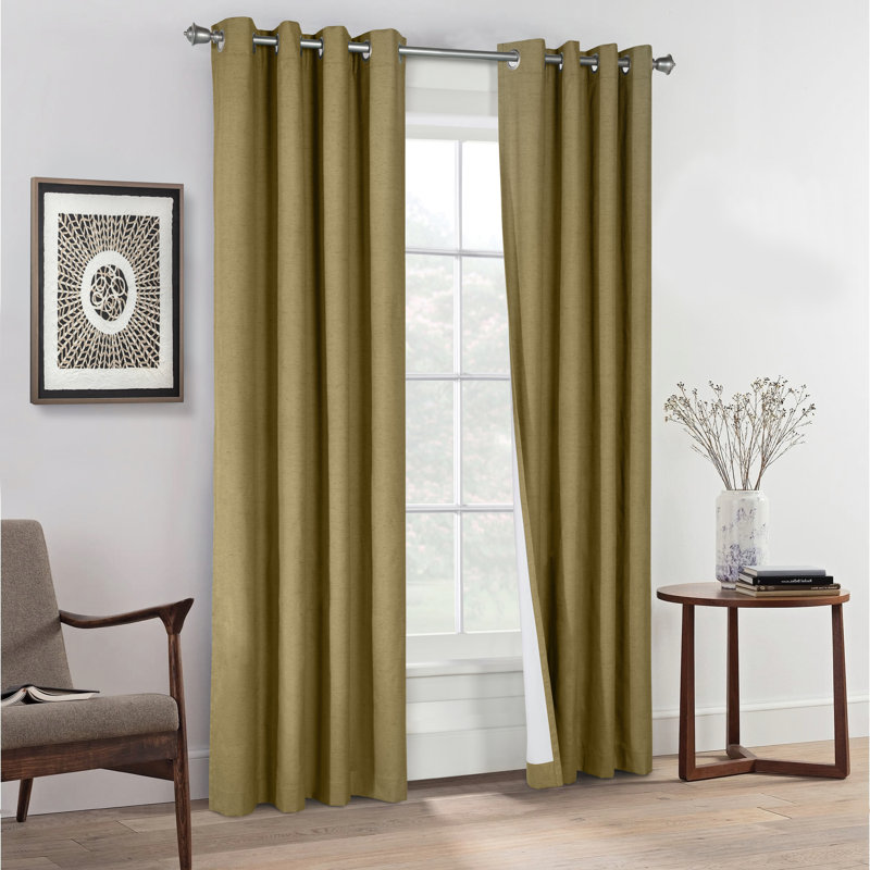 Harpa Solid Max Blackout Thermal Grommet Curtain Panels, Pebble, 52" W x 95" L