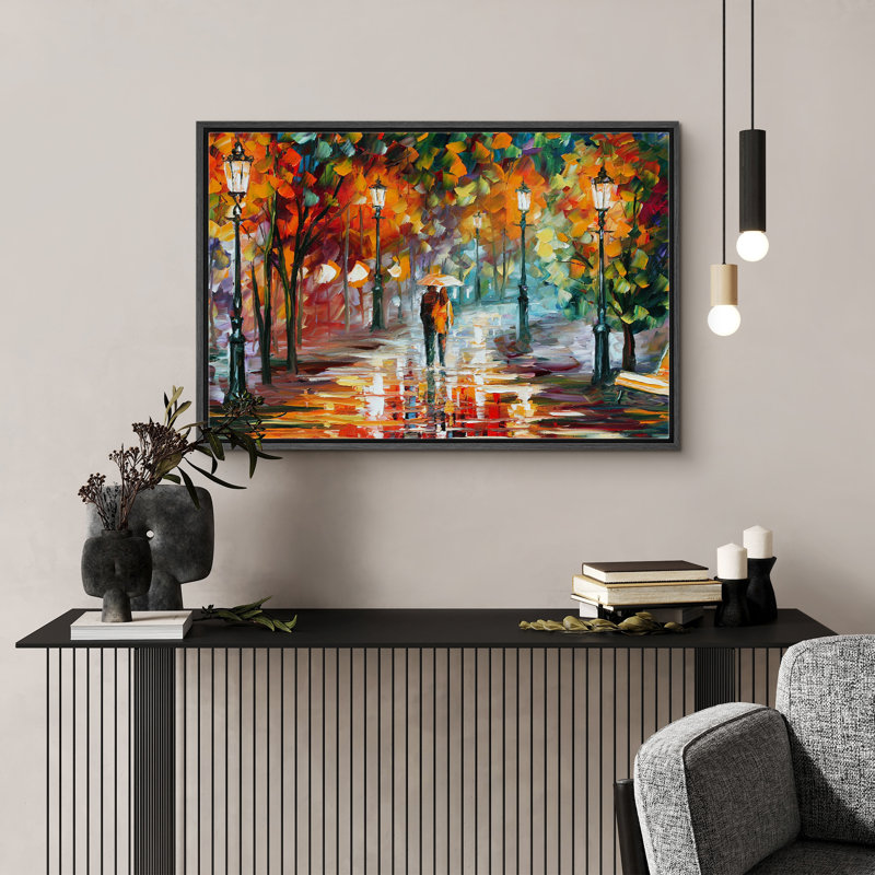 Impression de toile de paysage orange sur fond de feuilles de forêt d'automne orange pour le décor de chambre à coucher M05