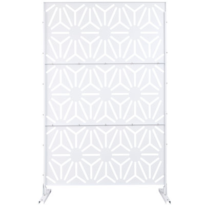 Écran d'intimité extérieur et intérieur en métal H 76 po x l 48 po, écran d'intimité décoratif autoportant pour terrasse de balcon, panneaux de clôture d'intimité pour jardin extérieur PS118 BLANC