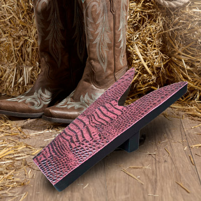 Boot Jack in Crocodile Print Embossed Leather