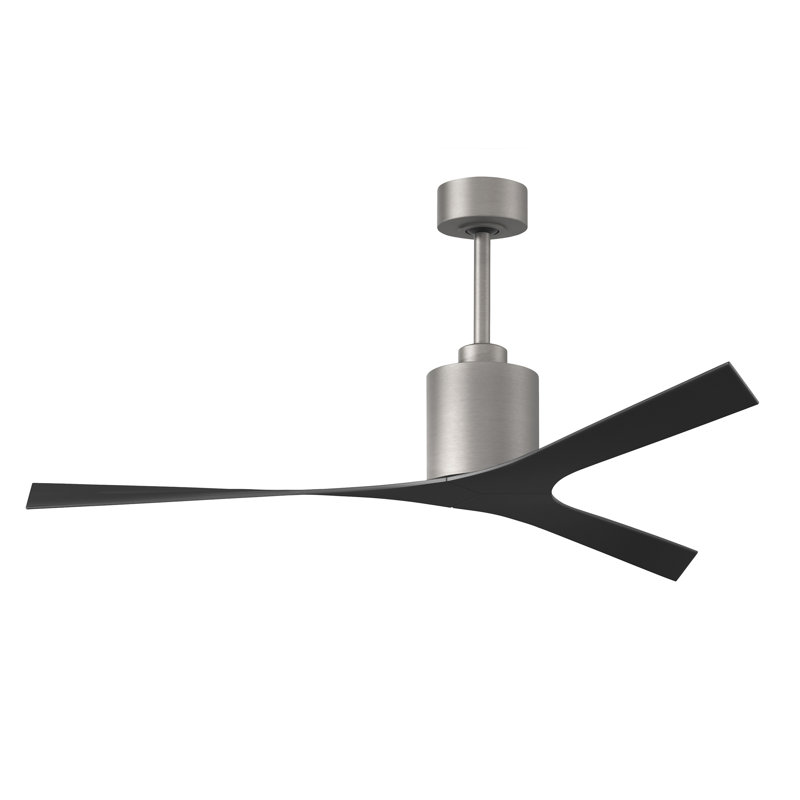 Ventilateur de plafond à 3 pales 56 po avec contrôle mural Molly, Nickel brossé, Noir mat