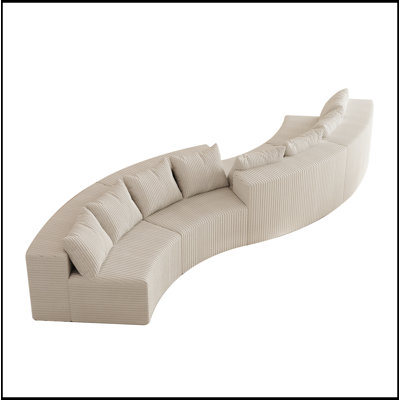 Corduroy Curved Sectional Foam Sofa 12 Pillows 6 Modules for Bedroom etc by Latitude Run