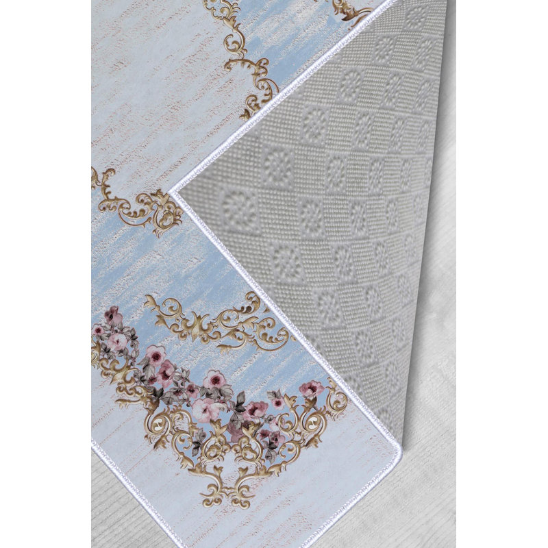 Tapis de couloir élégant (3,3 x 4,9 pi), 100% polyester, hauteur de poils de 0,3 po | Pois antibactérien antidérapant en PVC | Design tissé avec impression numérique 3D | Lavable à la machine, parfait pour la décoration intérieure et le confort
