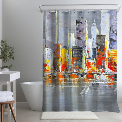 Shower Curtain CI41 – Polyester Shower Curtain, Dye Sublimation Print, 71" W × 74" L