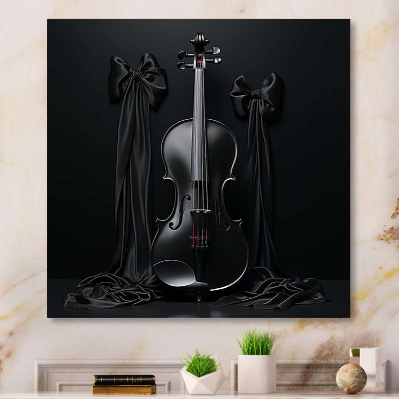 Minimaliste ébène, violon, vibrations III - fruits, art mural, Toile tendue, H 36 po x l 36 po x P 1,5 po