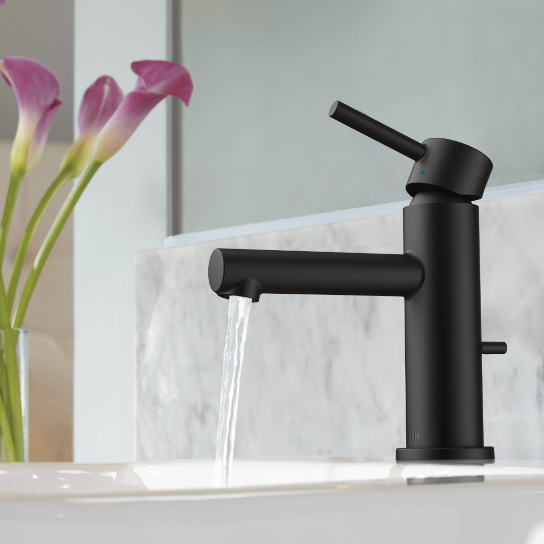 Align Single-Hole Bathroom Faucet with Drain, Matte Black