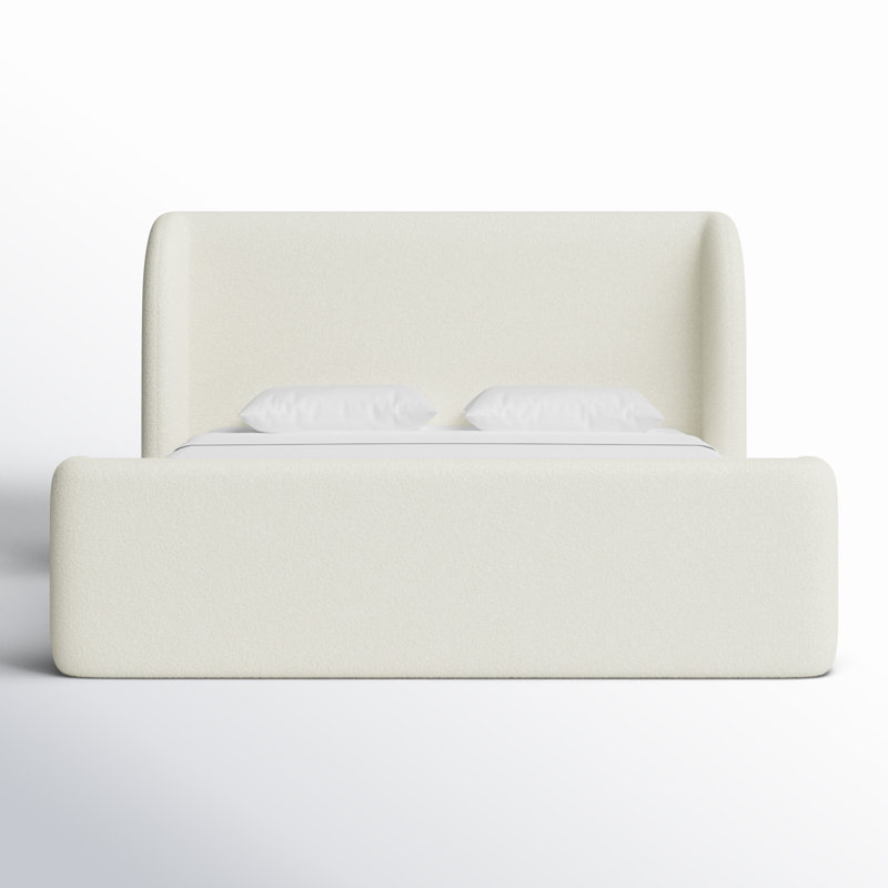 Novi Lizzie Upholstered Storage Bed, King, Cream Boucle