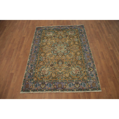 Tapis traditionnel rétro en laine à motif floral 4 x 6
