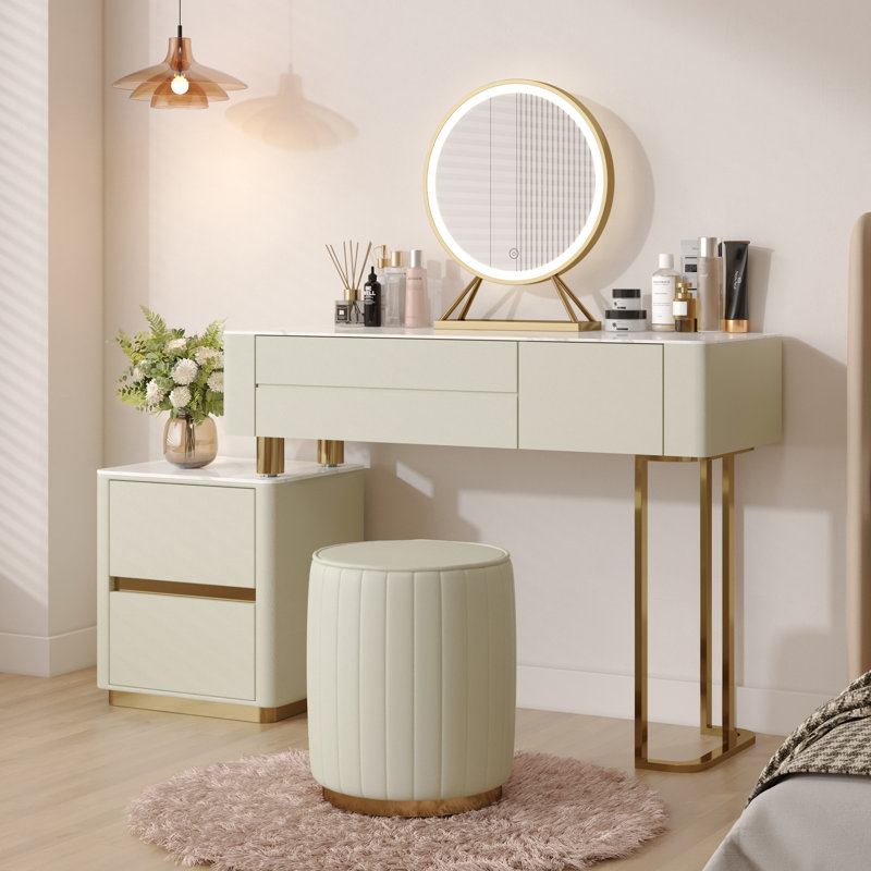 Hokku Designs Edorta Vanity Desk with Mirror & Lights