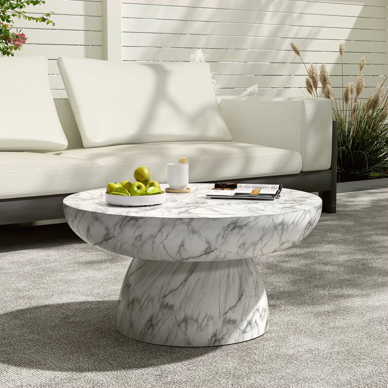 Table basse en faux marbre MGO pour une utilisation intérieure et extérieure