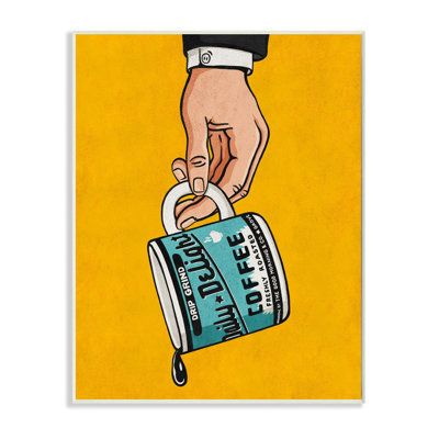 Drip Coffee Cup Vintage Comic Book Yellow Blue Design by Ester Kay - Single Picture Frame Graphic Art on Canvas