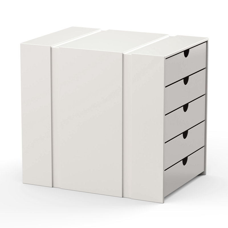 File Cabinet Shelf Organizing Box Settrays 5 Drawers Closed, White
