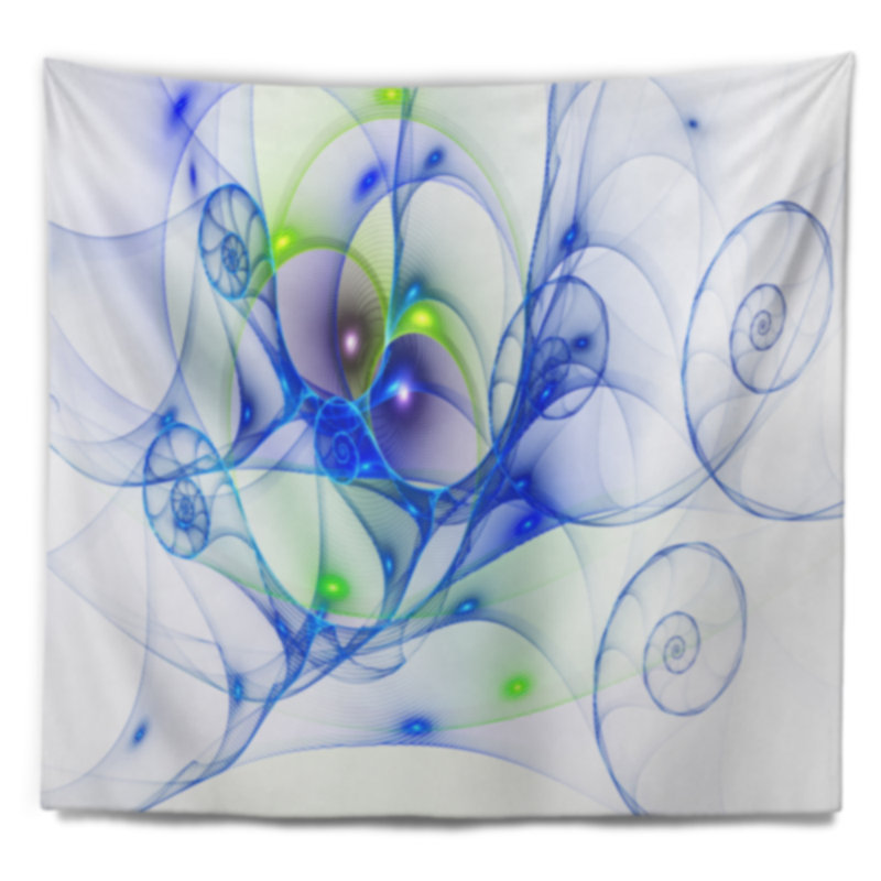 Tapisserie spirale abstraite de couleur bleue bouclée, H 32 po x l 39 po