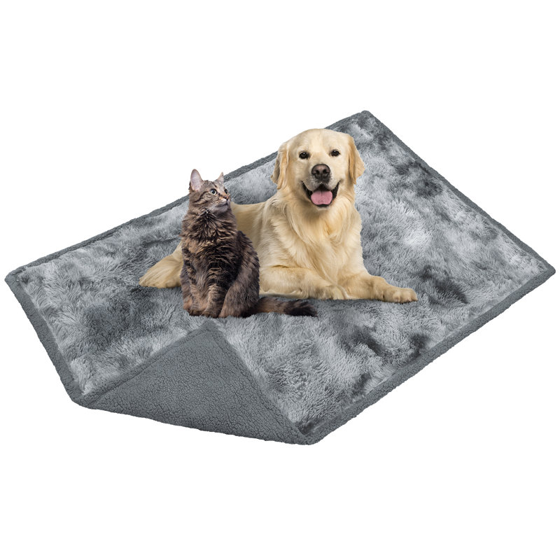 Faux Fur Sherpa Pet Blanket, Tie-Dye Gray, 40" x 60"