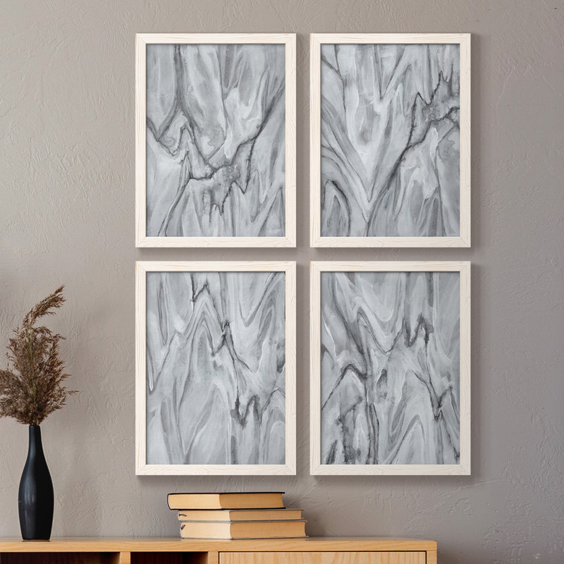 Marbré blanc I, toile encadrée de qualité supérieure - prête à être accrochée, H 31,5 po x l 47 po x P 1,5 po, Blanc