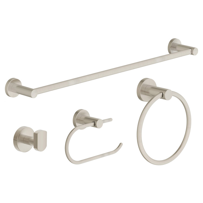 Ensemble de quincaillerie pour salle de bain 4 pièces Dia, Nickel satiné