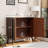 Cabinet With Doors, Decorative Storage Cabinet With Honeycomb Pattern, Modern Accent Cabinet With Adjustable Shelf, Walnut Credenza Free-Standing Sideboard Buffet Cabinet