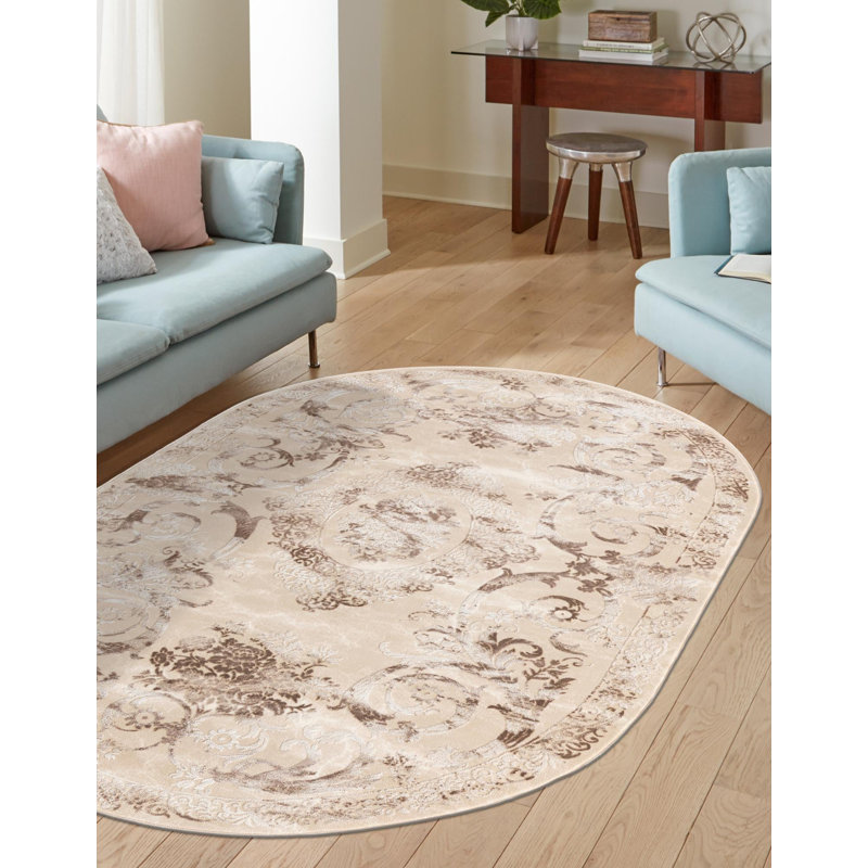 Senter Floral Indoor Rug, Oval 5'3" x 8'