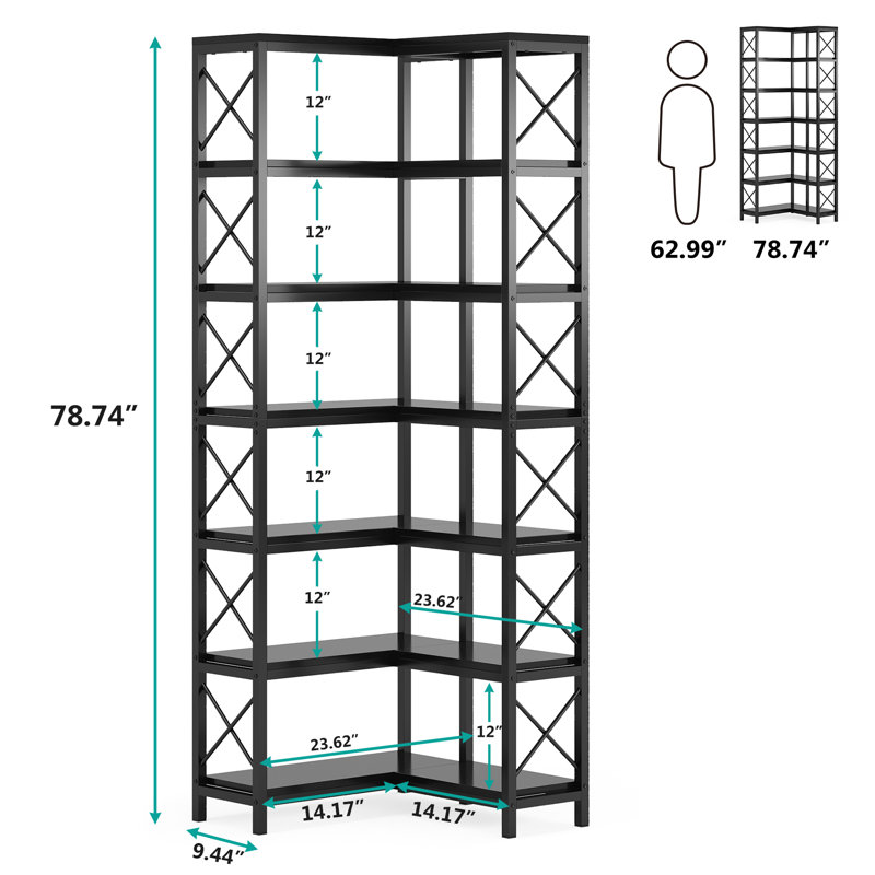 Zukowski Corner Bookcase, Black