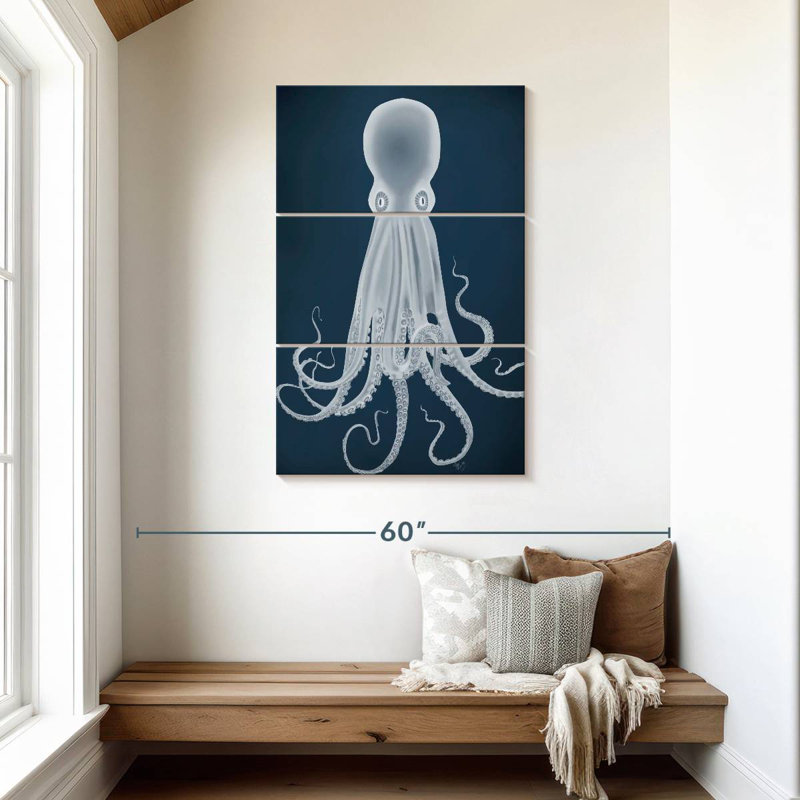 Octopus 8 - White On Blue