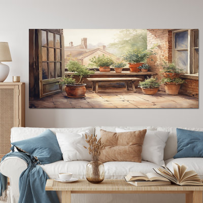 Runald Cottage balcon Garden III - paysage chalet, impression sur toile encadrée