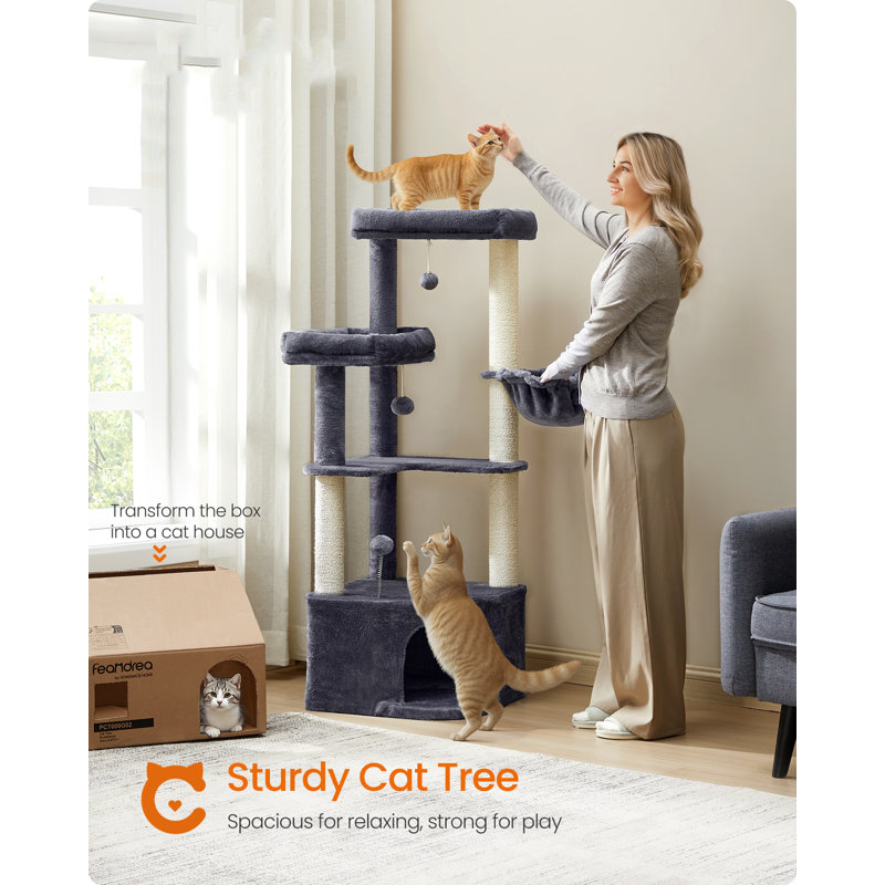 140.7cm H Cat Tree, Dark Grey