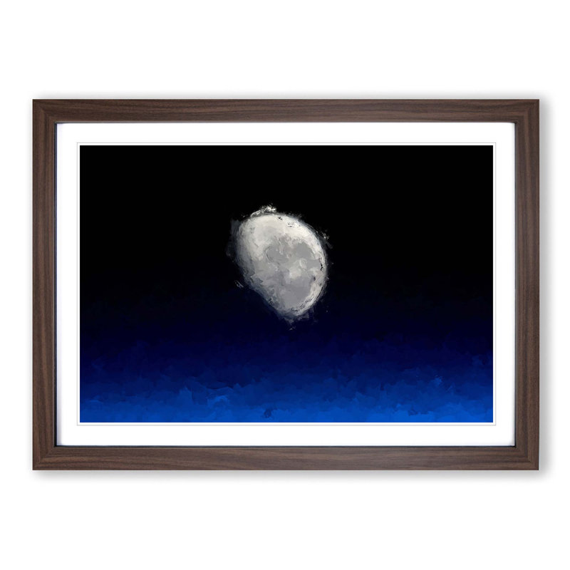 Close up of the Moon in Abstract - Picture Frame Graphic Art Print, 27cm H x 36cm W x 2cm D, Walnut Framed