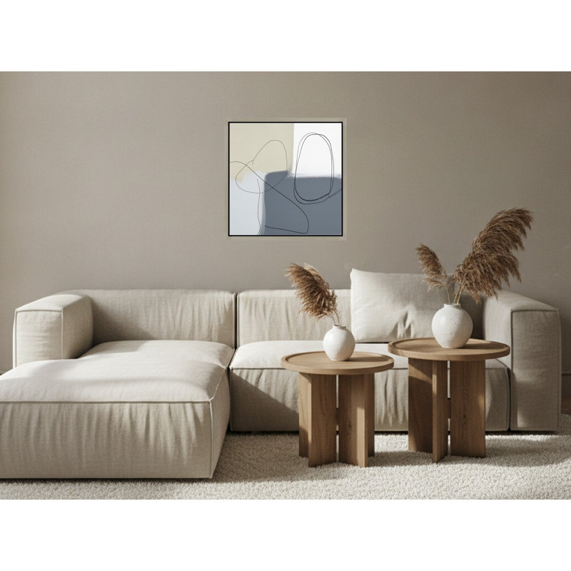 «Minimalist Abstract with Soft Tones», art mural sur toile encadré, Silver, 16" H x 16" W