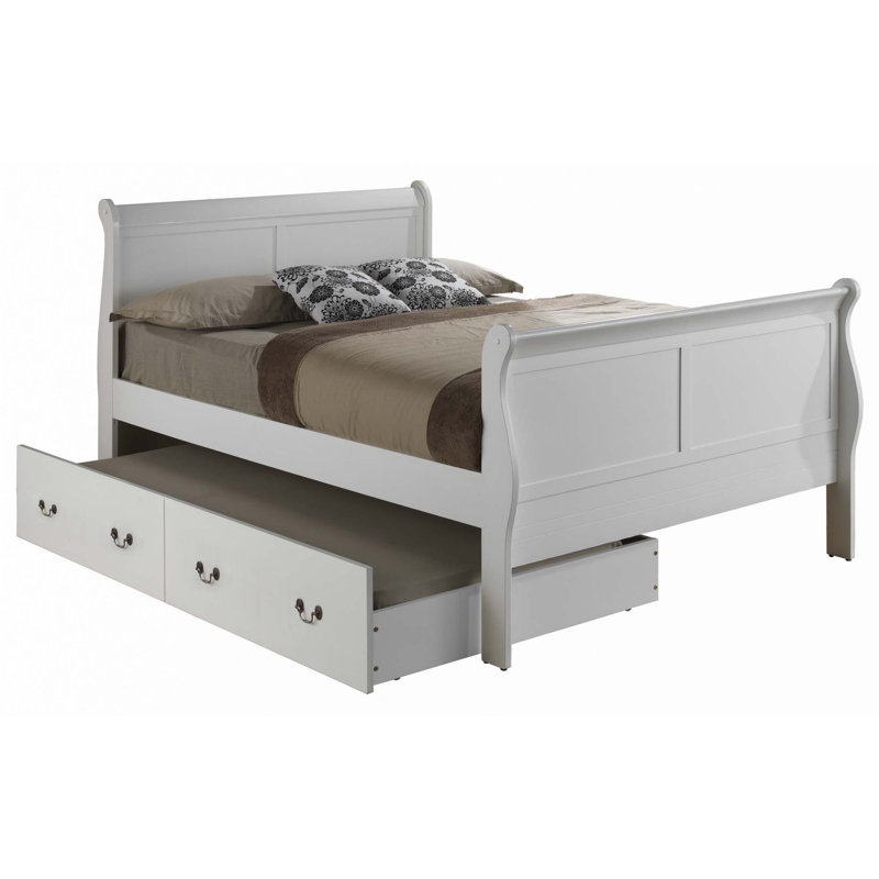 Lit classique avec lit gigogne (lit seulement), Double, Blanc