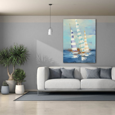 Art mural sur toile Breakwater Bay «Summer Regatta 3 Stripes» par Julia Purinton