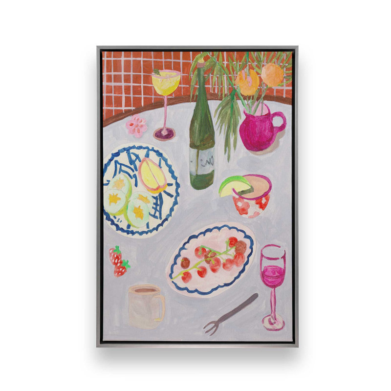 «Bites and Sips II» par Melissa Wang, reproduction d'art, Argent argent, H 32 po x l 24 po