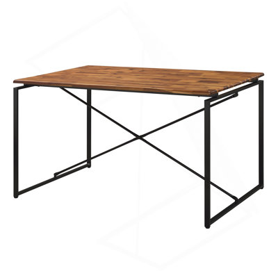 Oak And Black Dining Table With Metal Sled Base