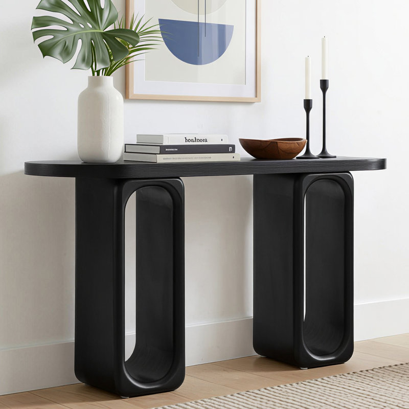 50" Modern Art Sculptural Console Table with Thick Rounded Tabletop
